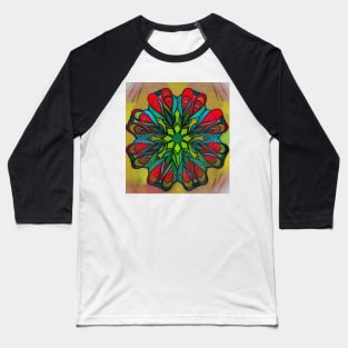 Christmas Burlap Mandala Baseball T-Shirt